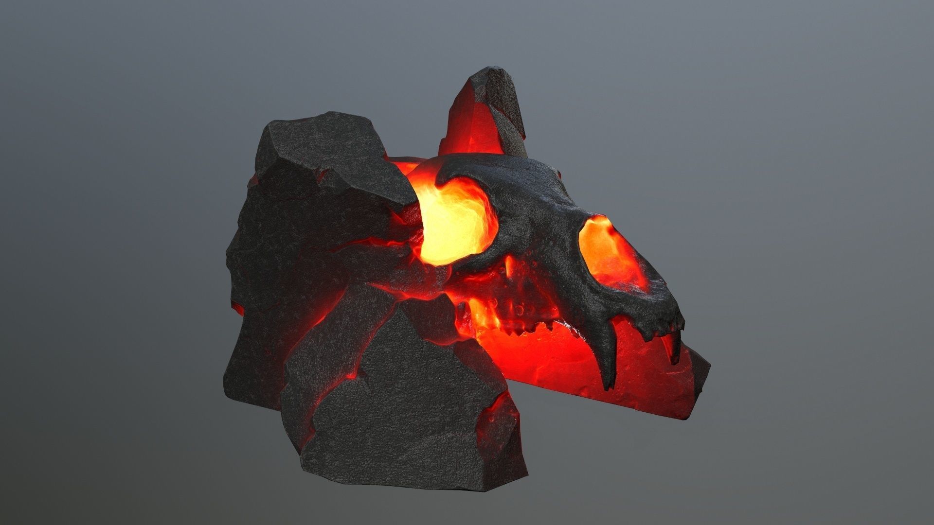 lava skull gate Low-poly 3D model_5