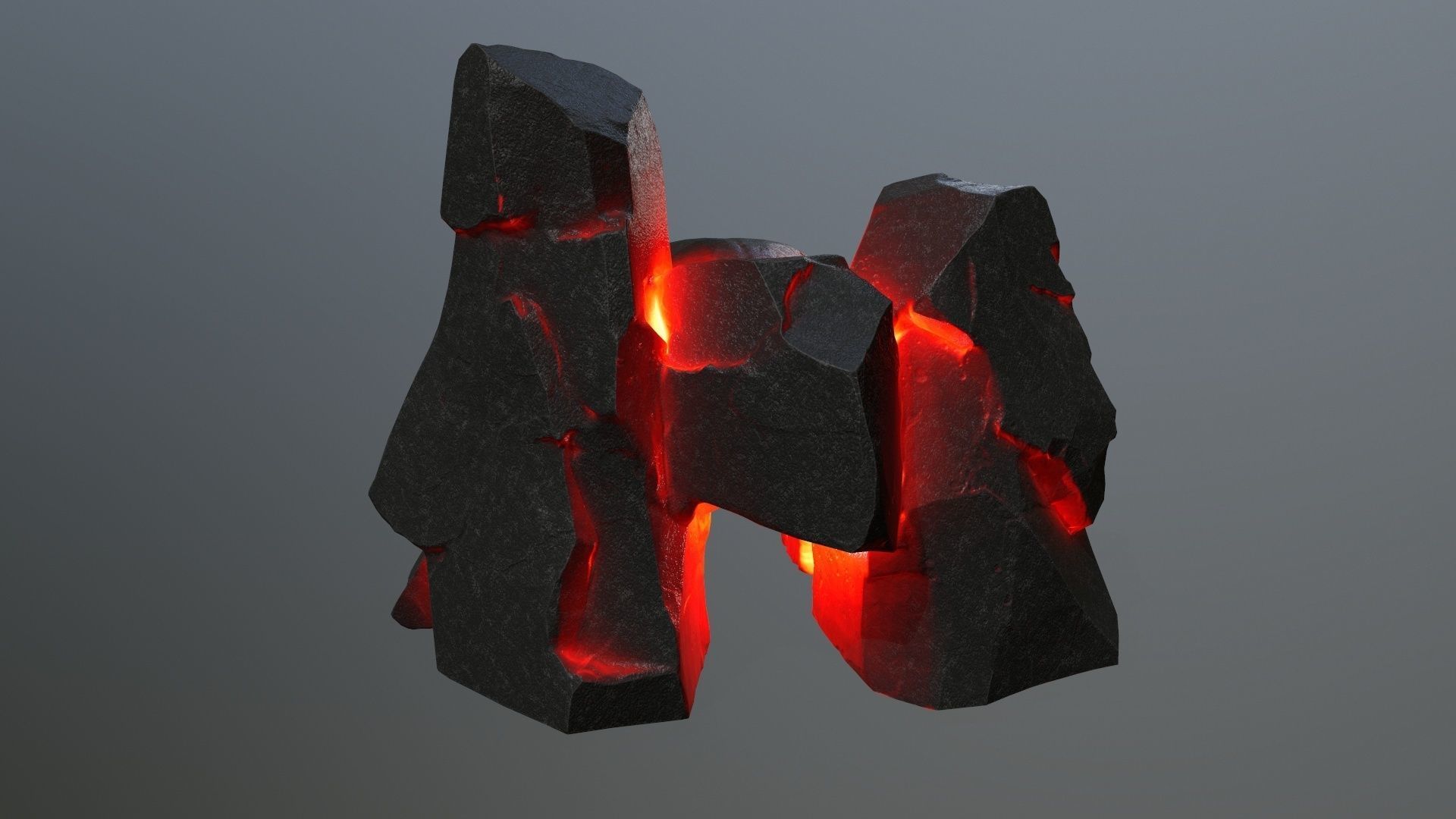 lava skull gate Low-poly 3D model_8