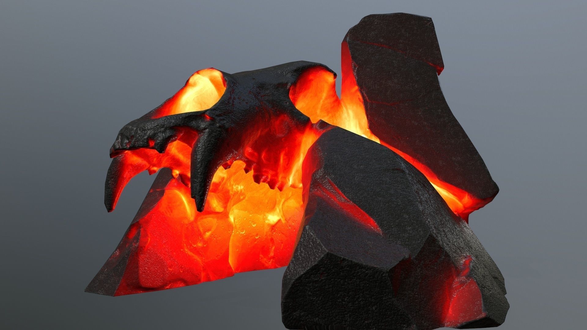 lava skull gate Low-poly 3D model_3