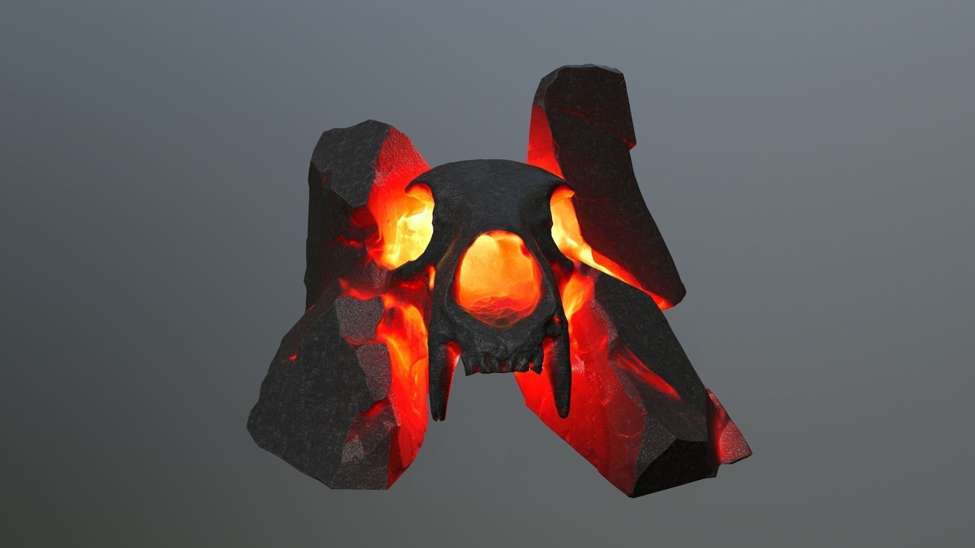 lava skull gate Low-poly 3D model_12