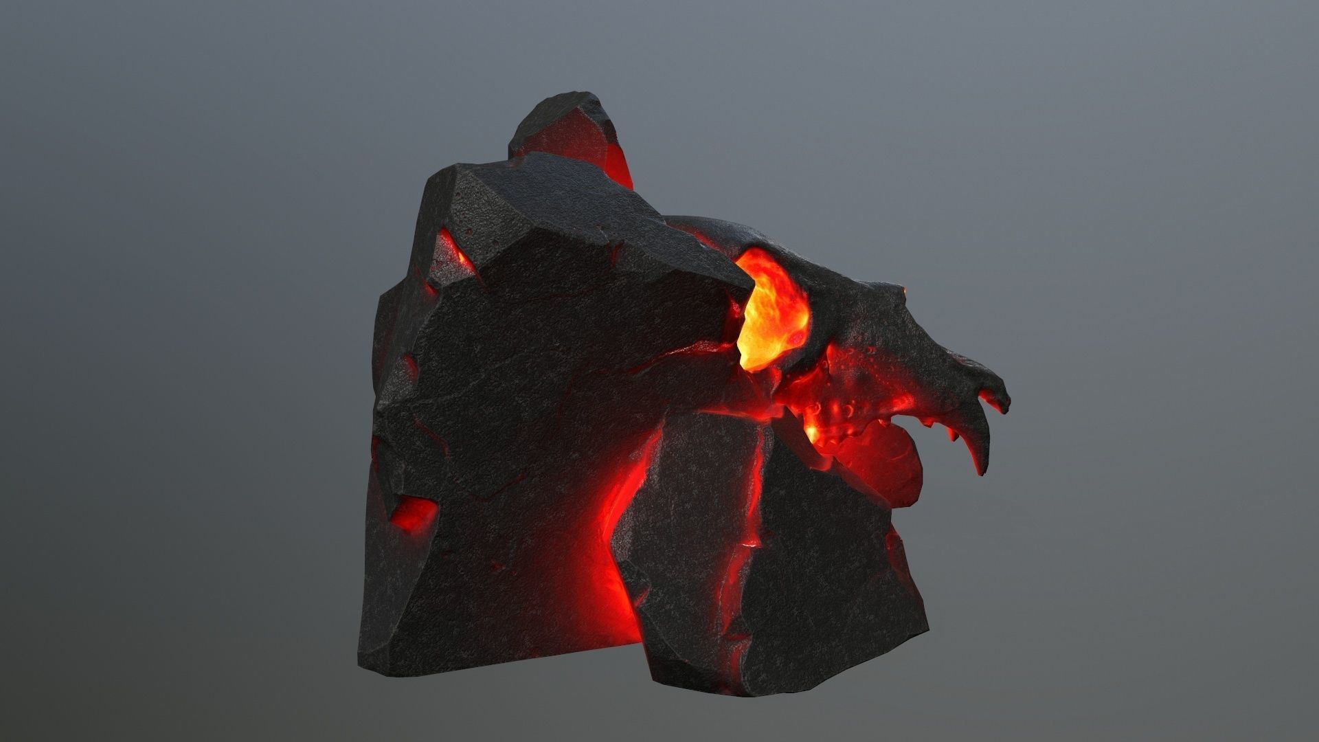 lava skull gate Low-poly 3D model_6