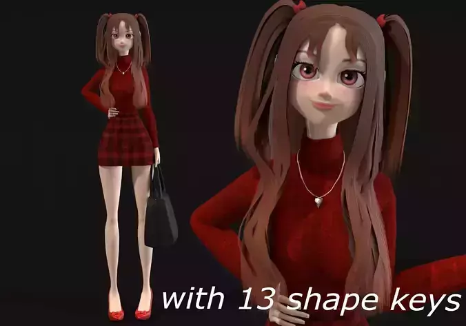 girl in red outfit Low-poly 3D model
