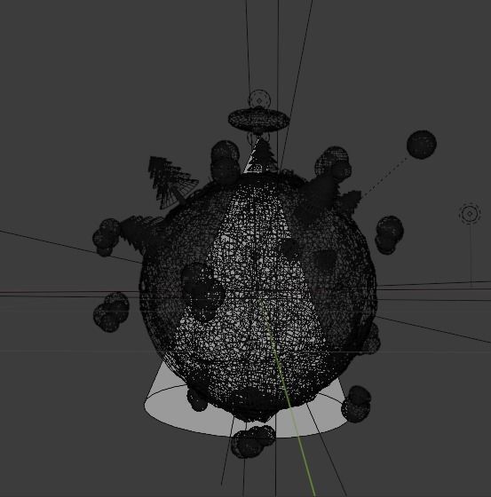  Planet Earth with UFO Low-poly 3D model_1