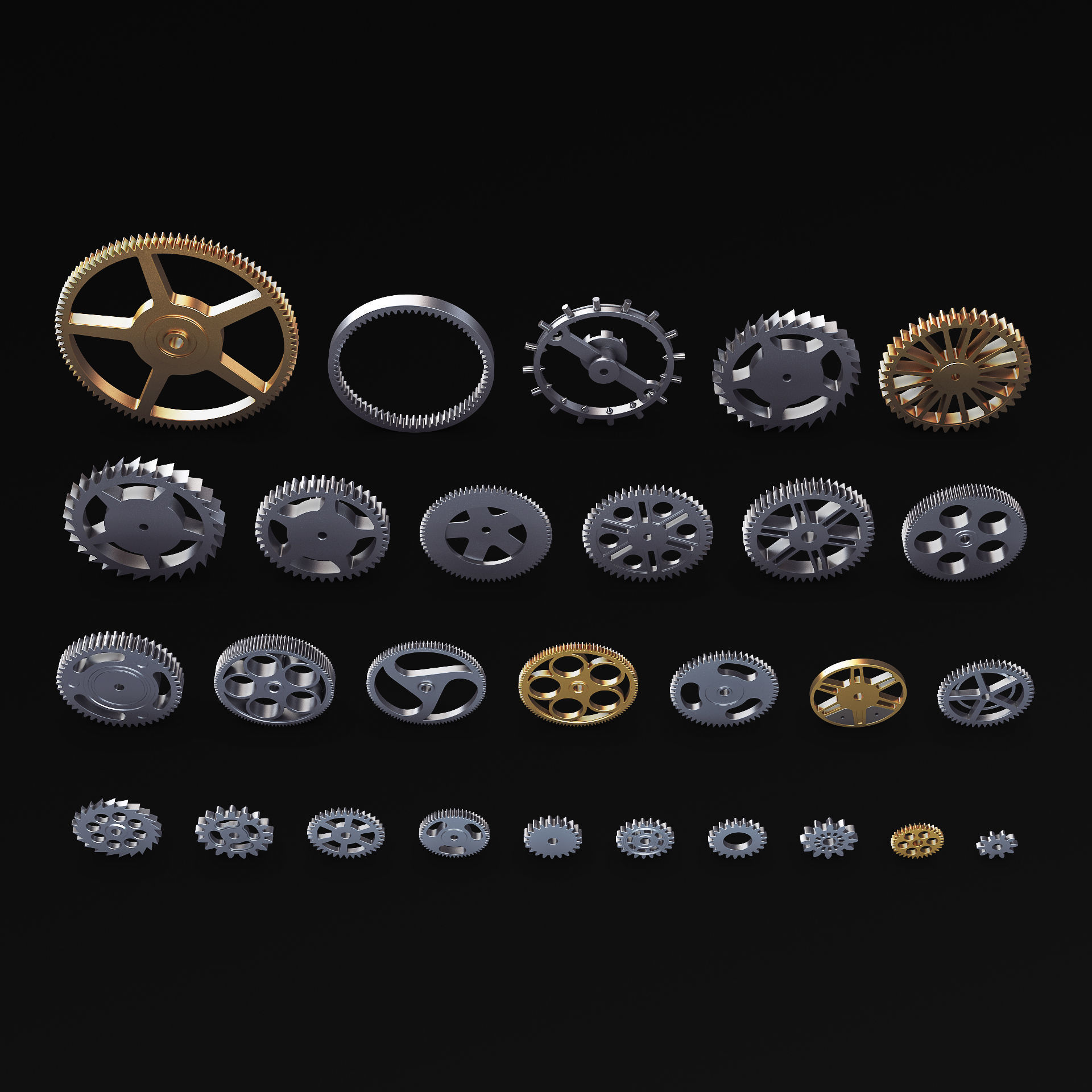 Gears Set v 3 three 3D model_3