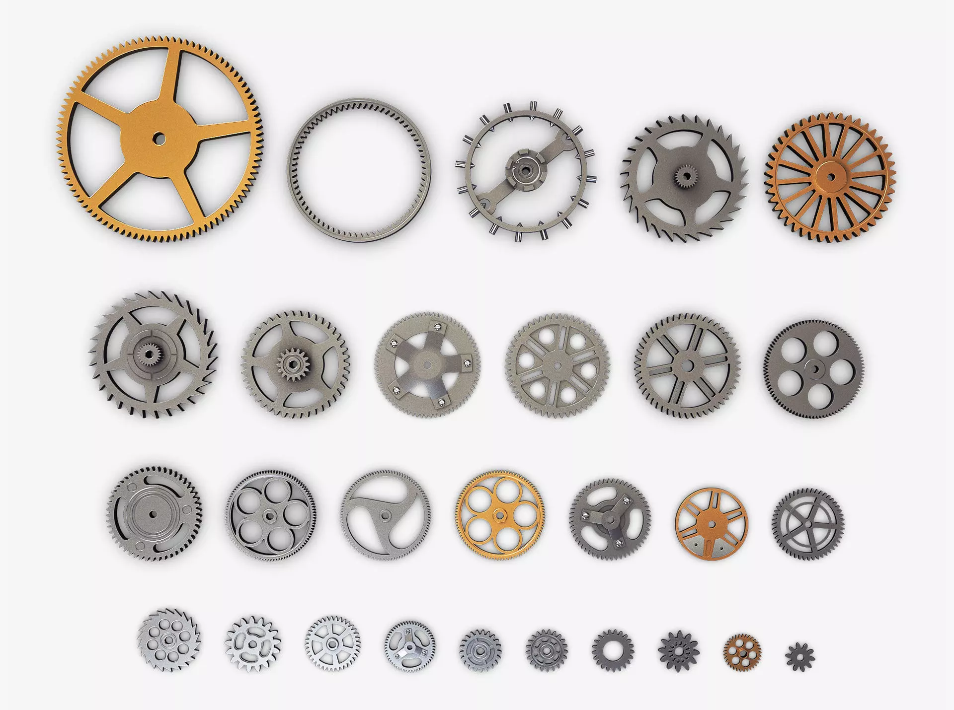 Gears Set v 3 three 3D model_0