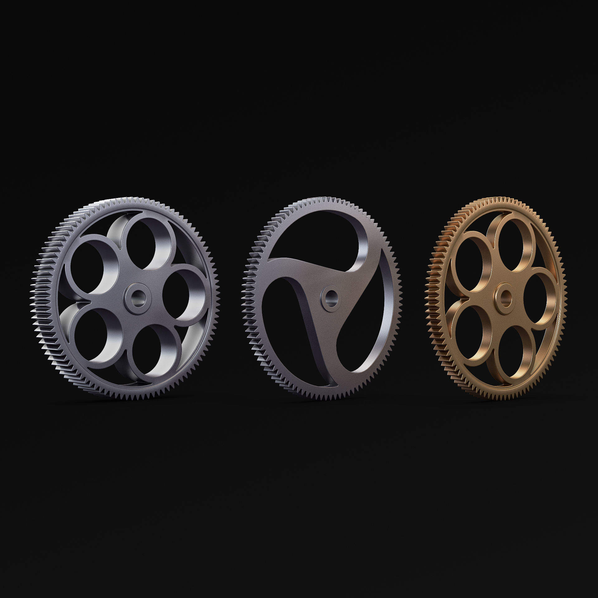 Gears Set v 3 three 3D model_10