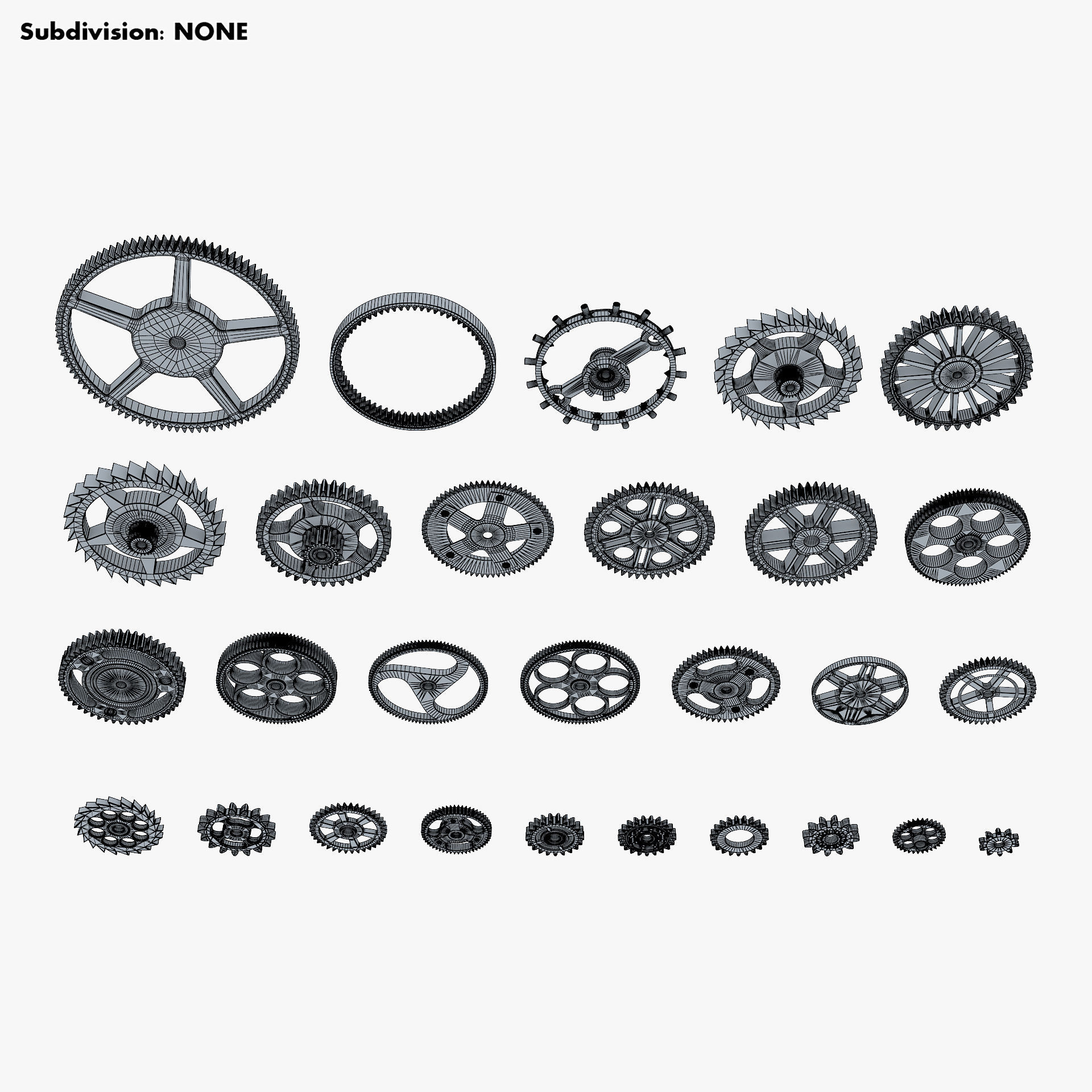 Gears Set v 3 three 3D model_17