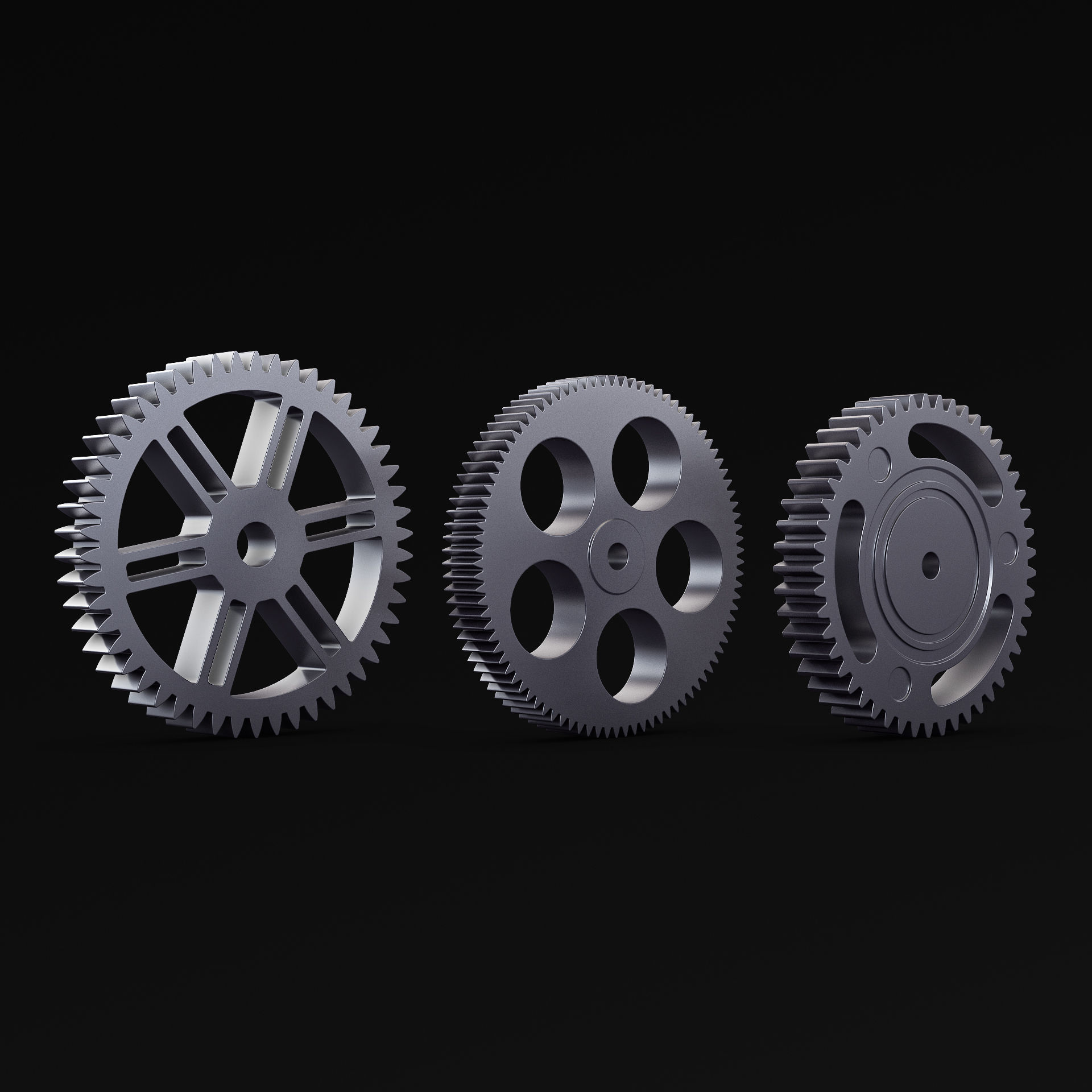 Gears Set v 3 three 3D model_9