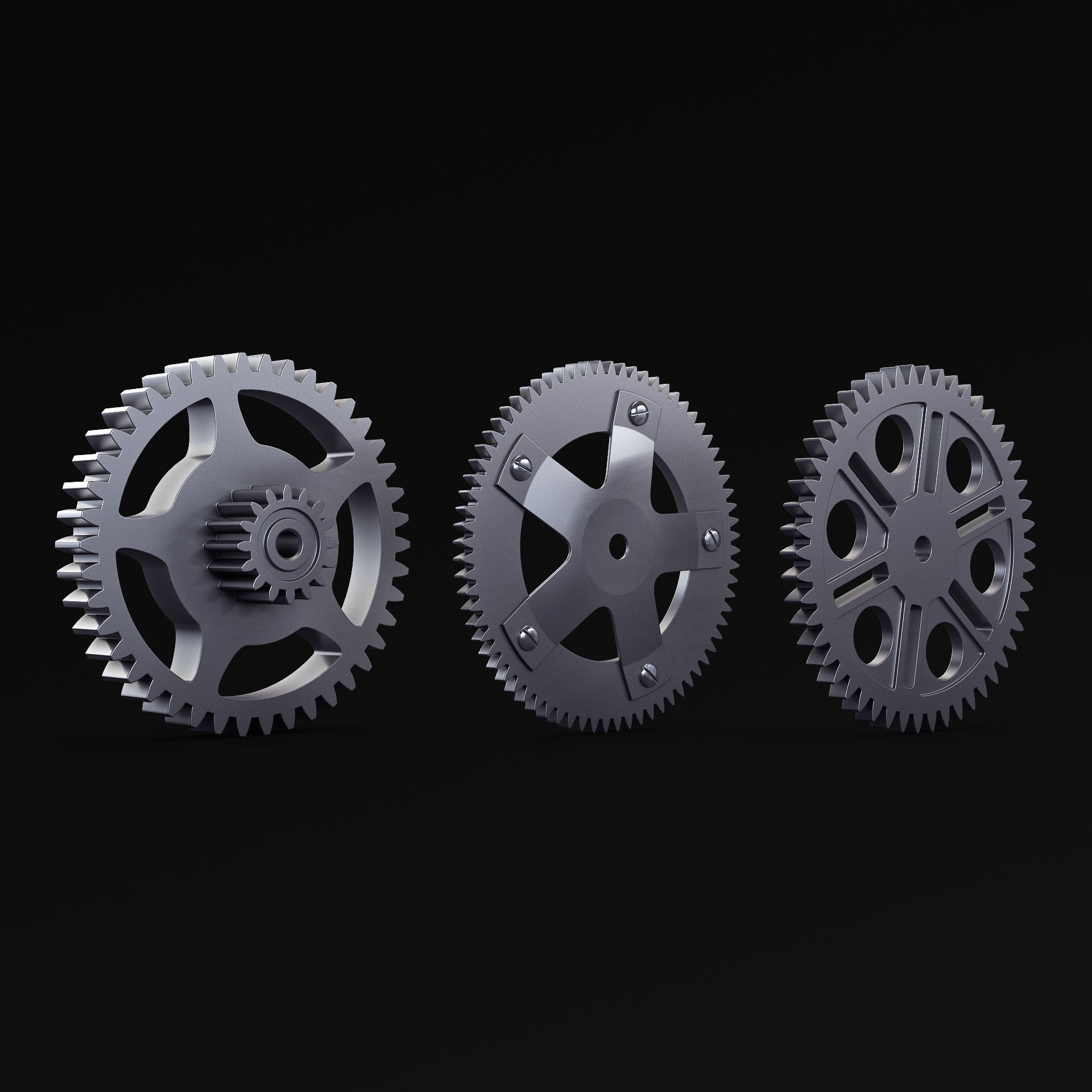 Gears Set v 3 three 3D model_8