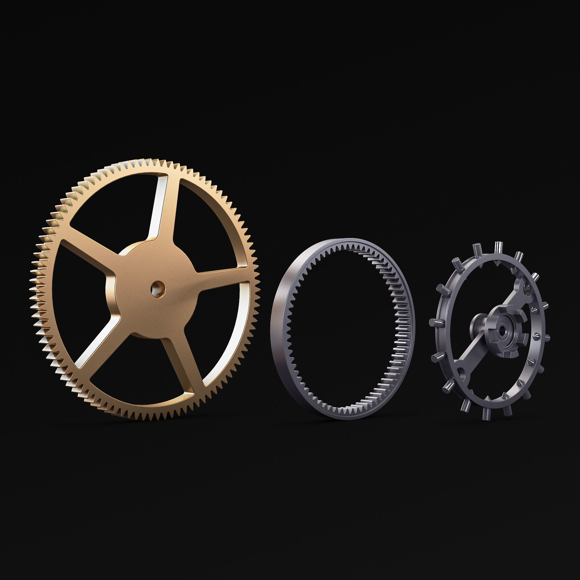 Gears Set v 3 three 3D model_6