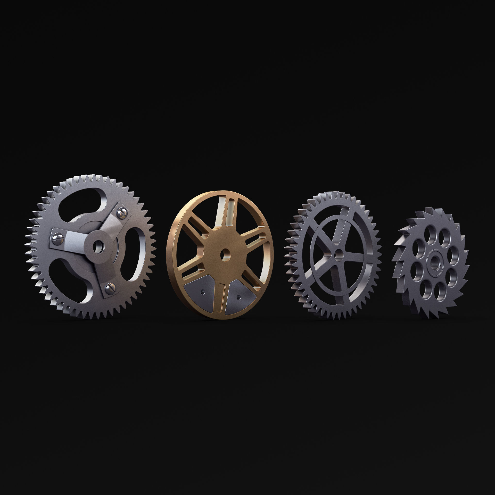 Gears Set v 3 three 3D model_11