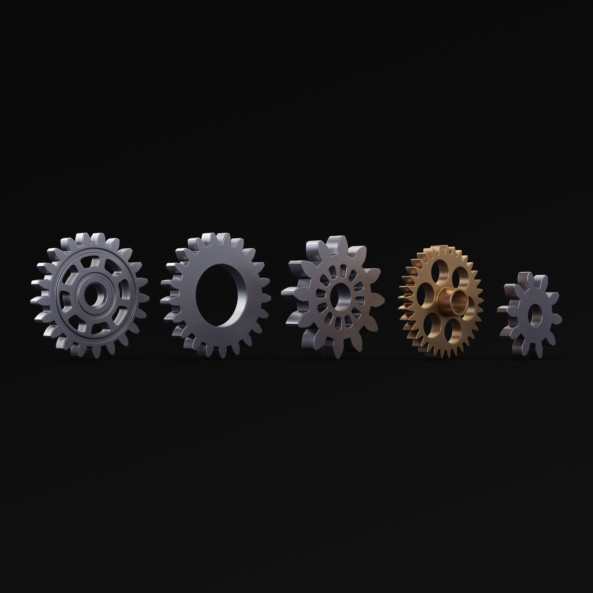 Gears Set v 3 three 3D model_13