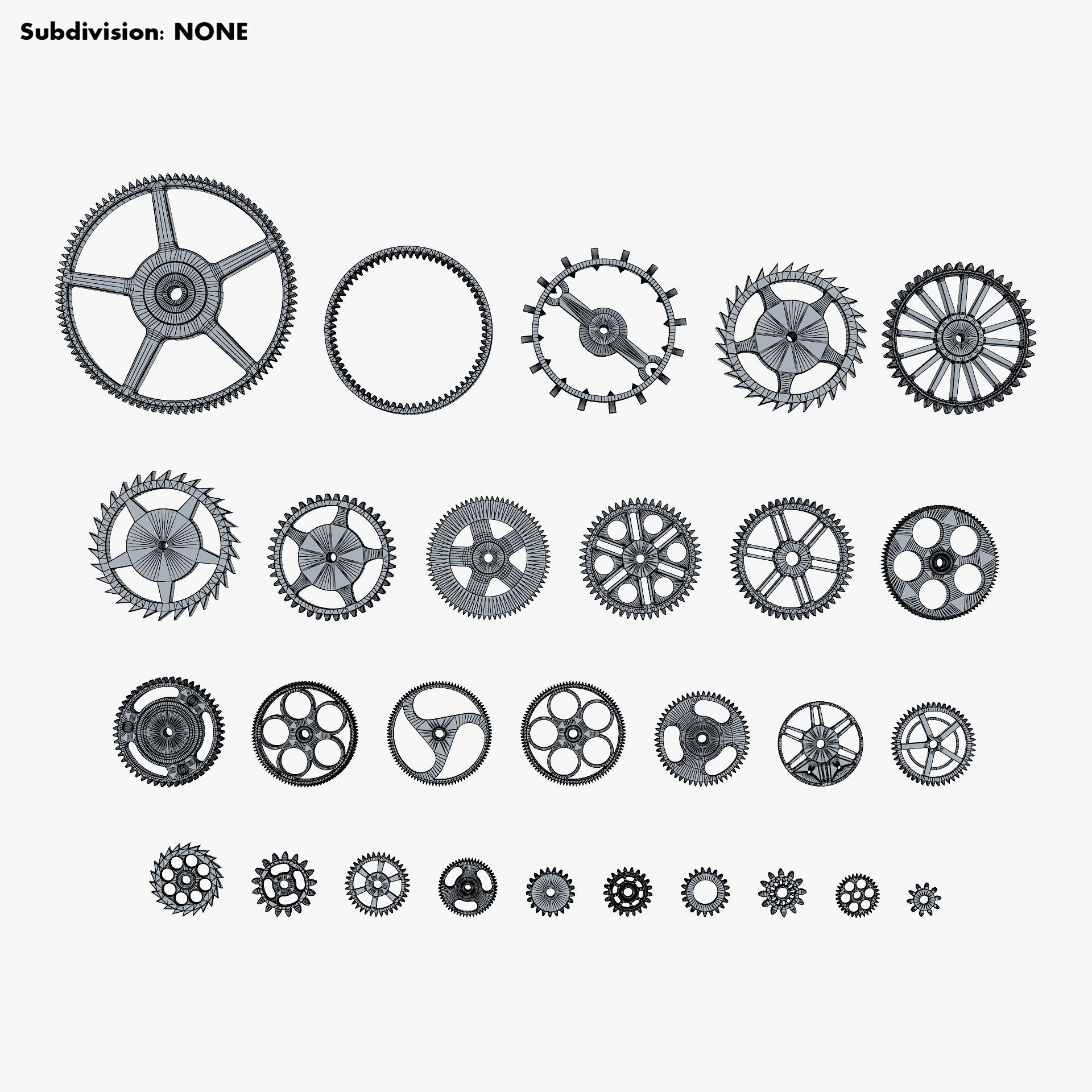 Gears Set v 3 three 3D model_15