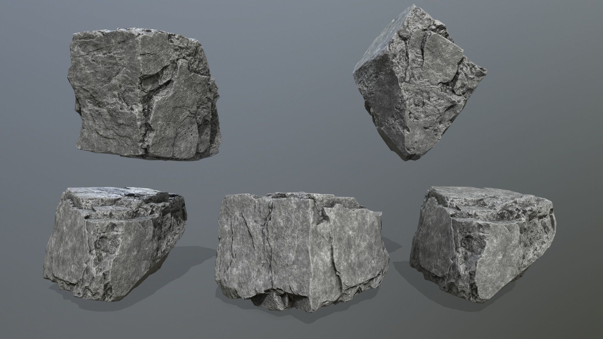rocks piece of stone Low-poly 3D model_11