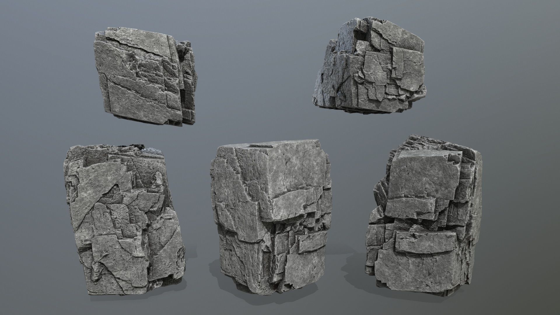 rocks piece of stone Low-poly 3D model_9