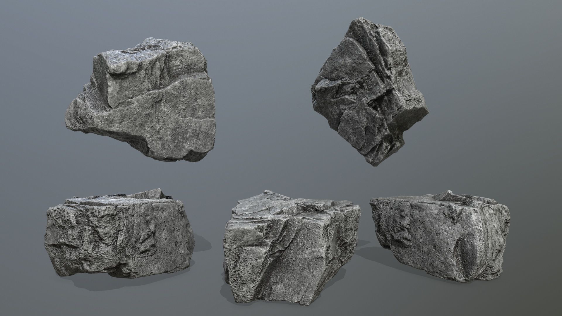 rocks piece of stone Low-poly 3D model_12