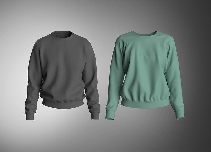 Crewneck sweat female male 3D model