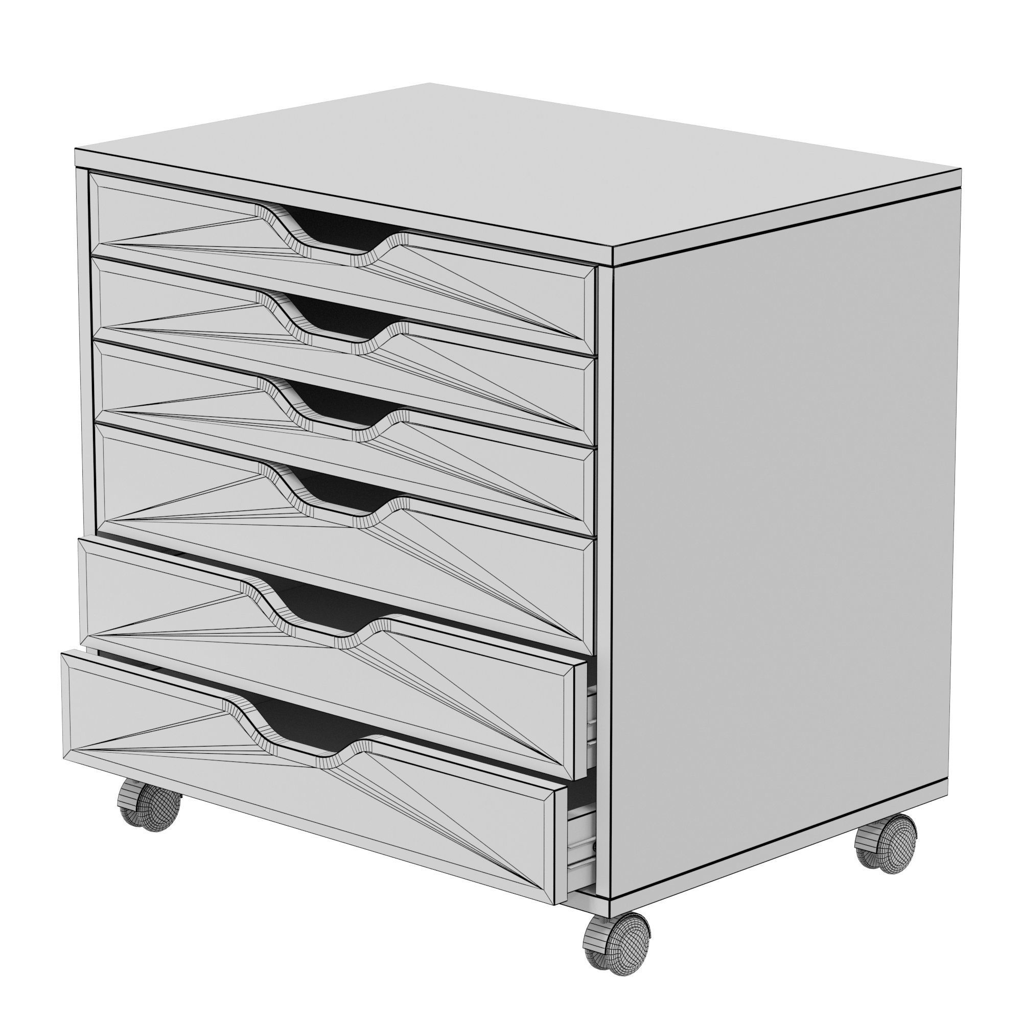 ALEX ALEX IKEA - Cabinet with drawers on wheels 3D model_4