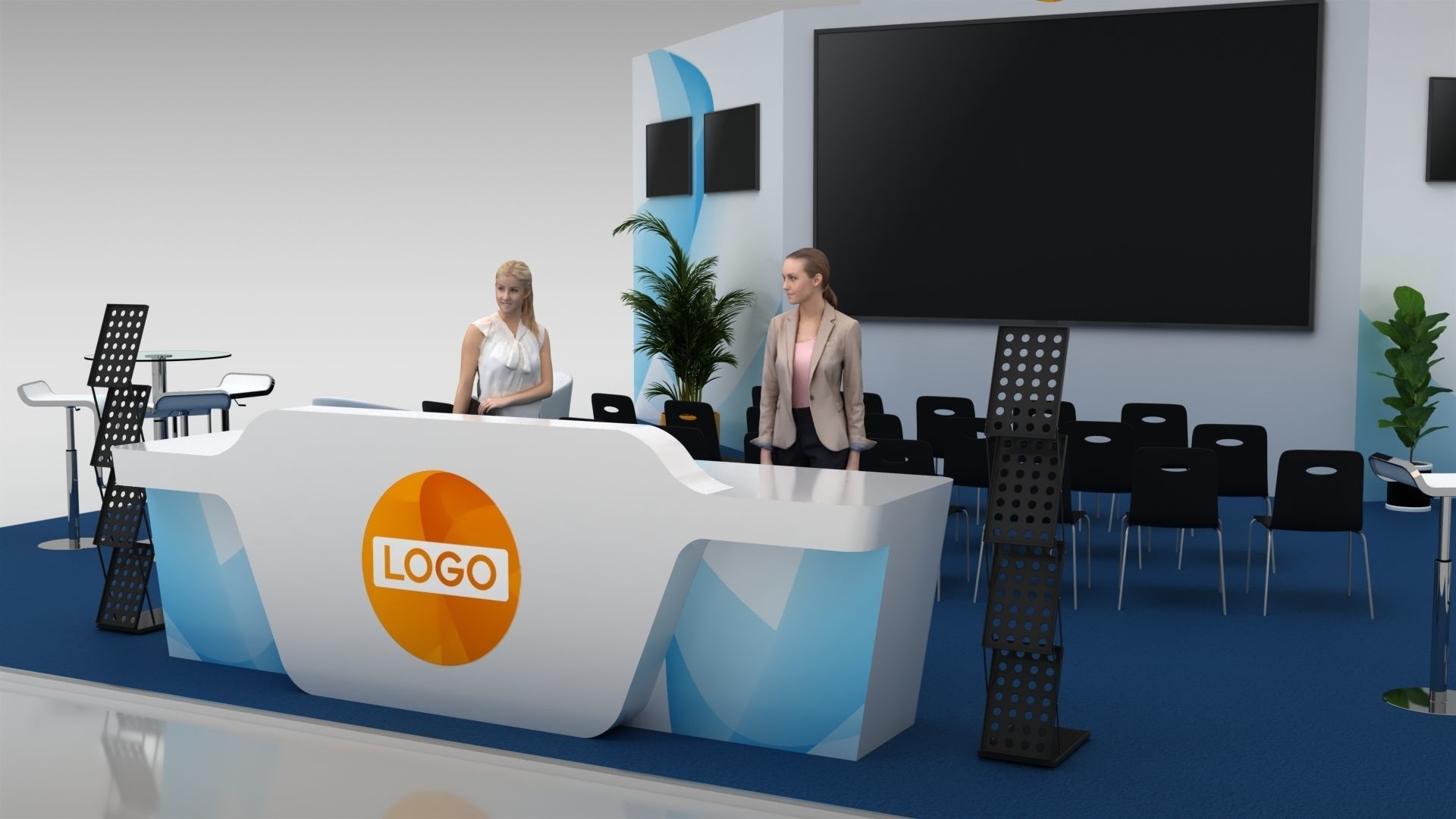 GENERIC EXHIBITION BOOTH 10X10 METERS 3D model_3