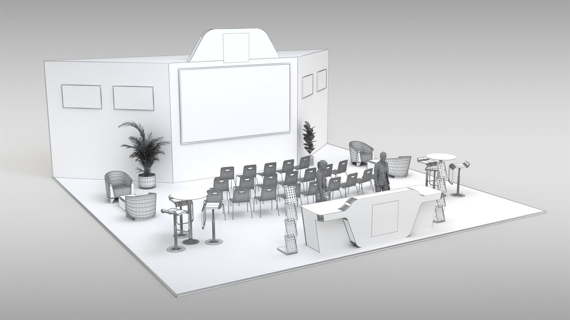 GENERIC EXHIBITION BOOTH 10X10 METERS 3D model_4