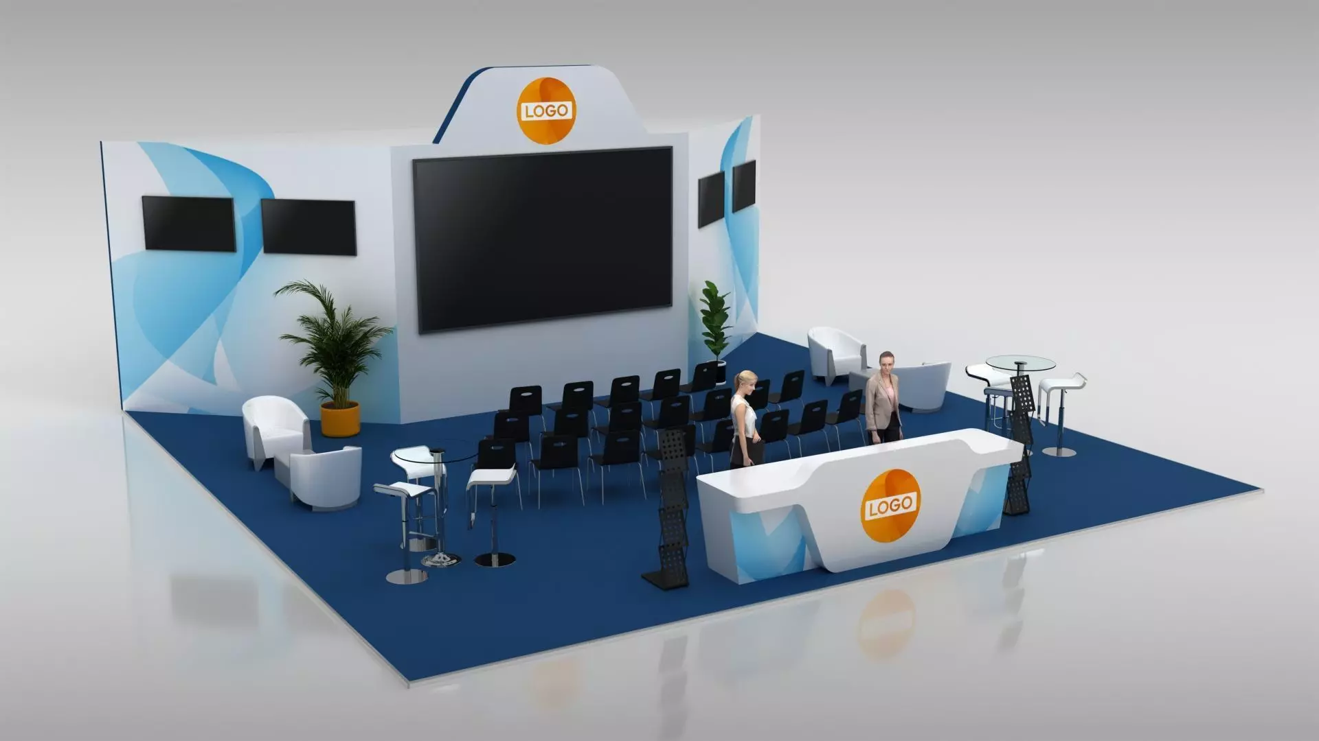 GENERIC EXHIBITION BOOTH 10X10 METERS 3D model_0