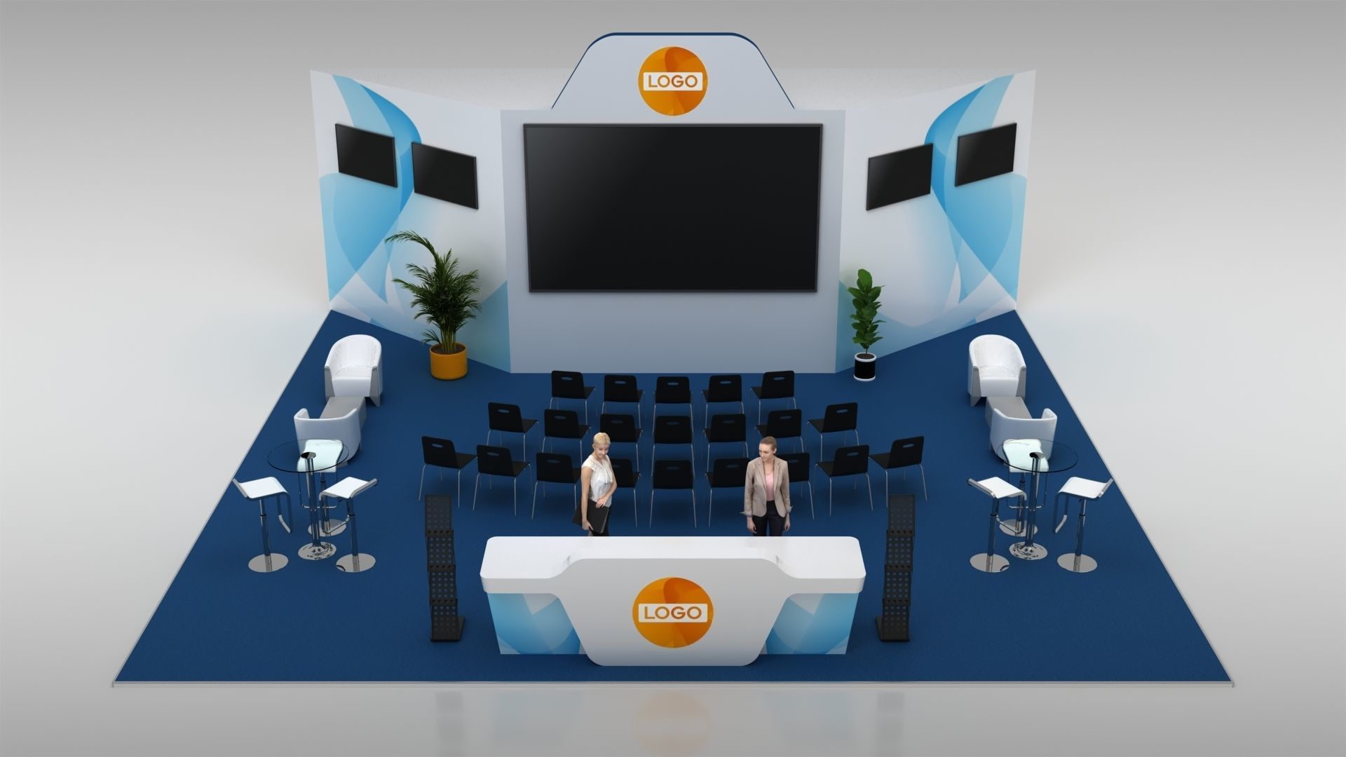 GENERIC EXHIBITION BOOTH 10X10 METERS 3D model_1