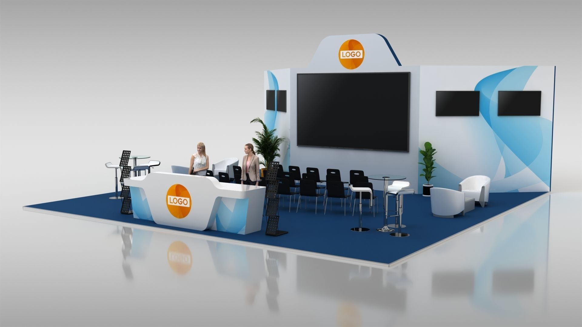 GENERIC EXHIBITION BOOTH 10X10 METERS 3D model_2