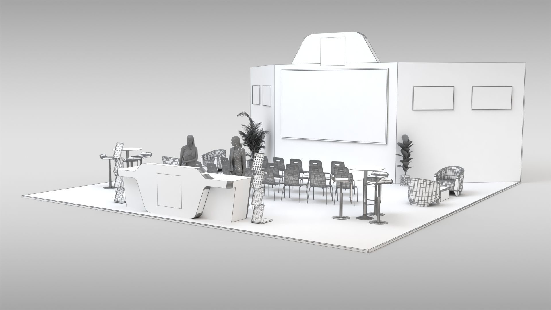 GENERIC EXHIBITION BOOTH 10X10 METERS 3D model_5