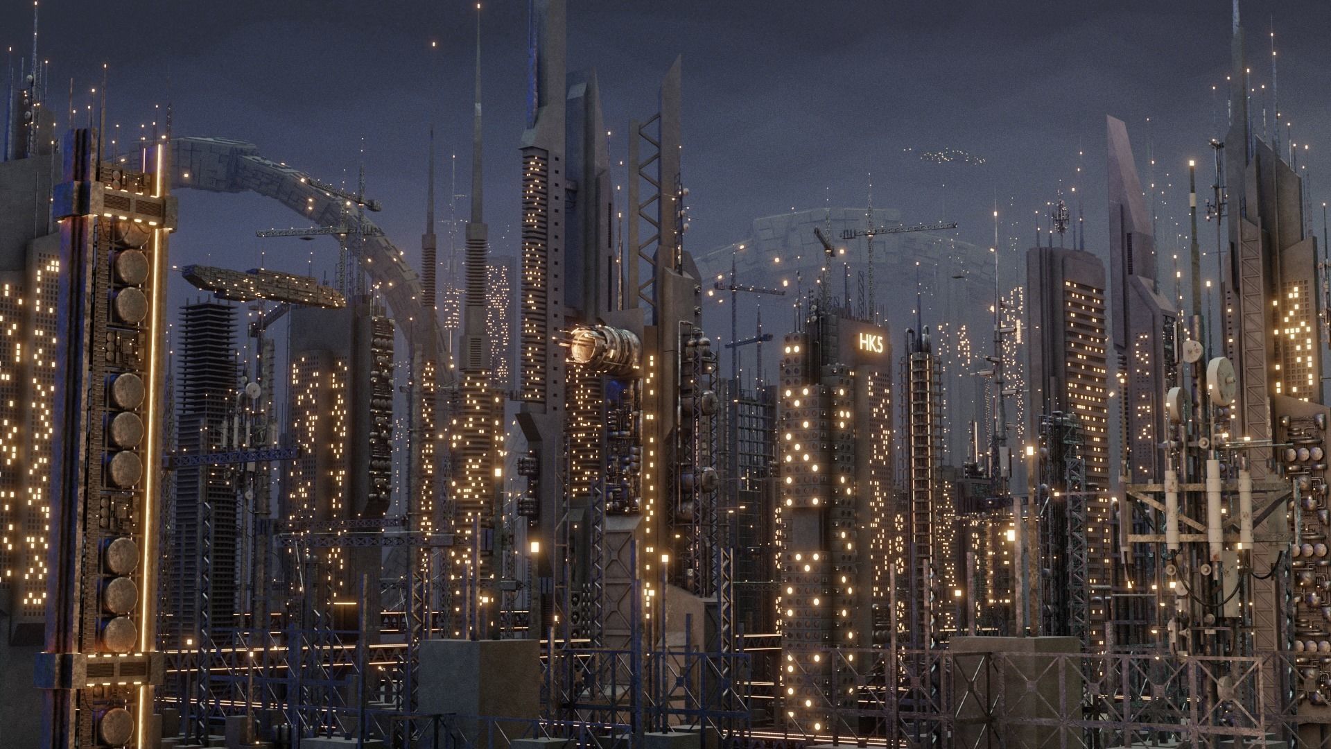 Futuristic Sci-Fi City 3D model_1