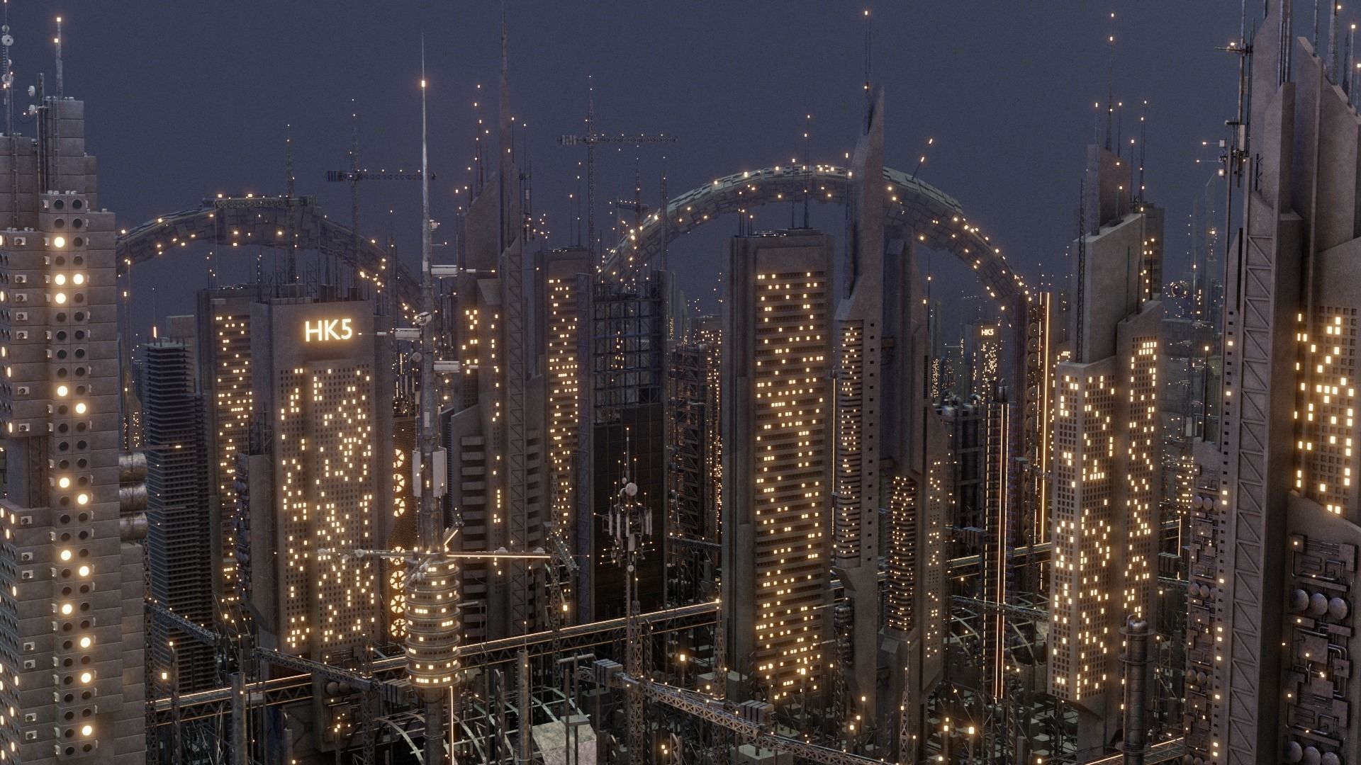 Futuristic Sci-Fi City 3D model_2