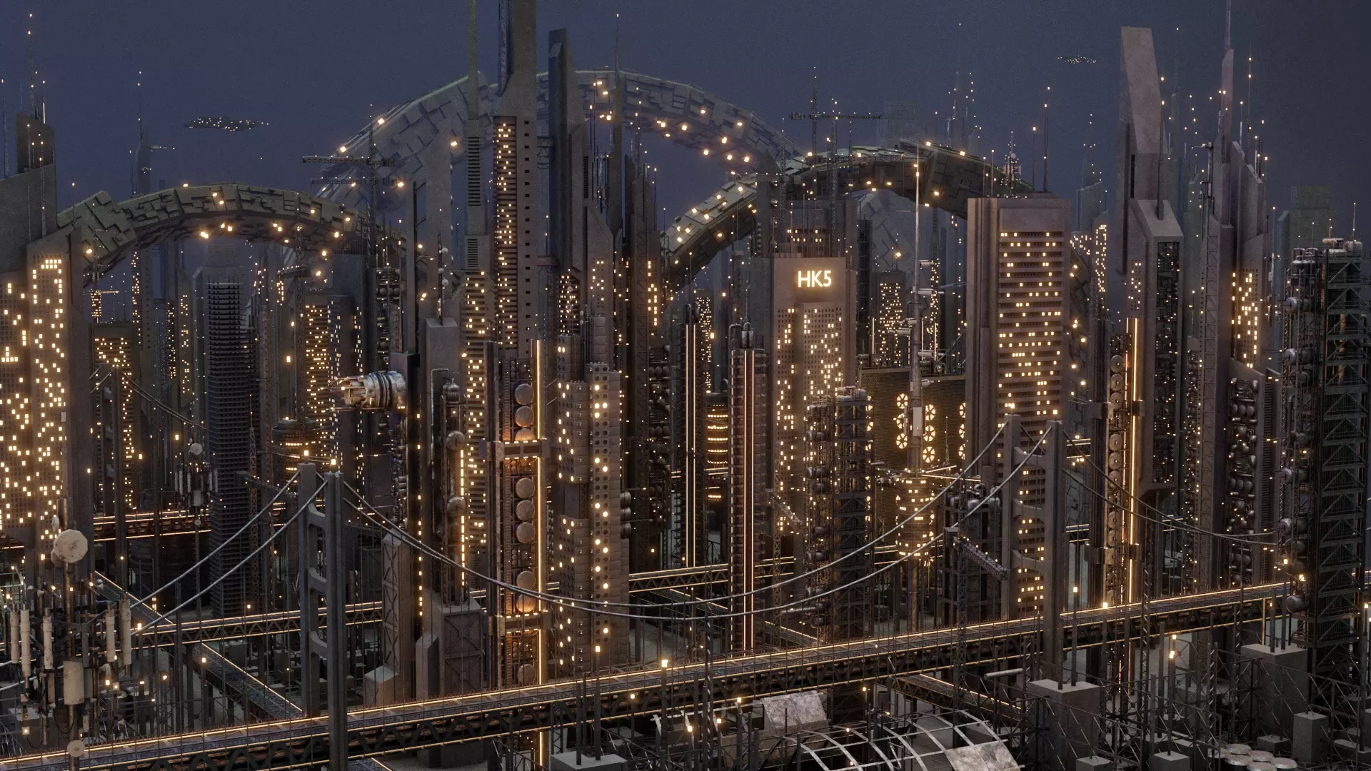 Futuristic Sci-Fi City 3D model_0