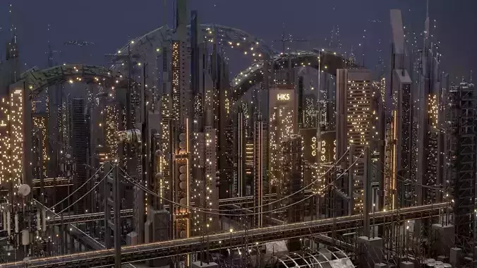 Futuristic Sci-Fi City 3D model Futuristic Sci-Fi City 3D model