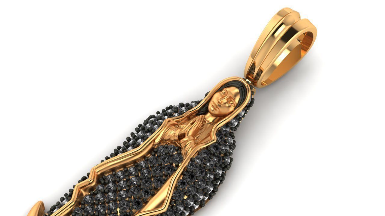 virgen de Guadalupe 5 gr con piedras-Our lady of guadalupe 3D model_7