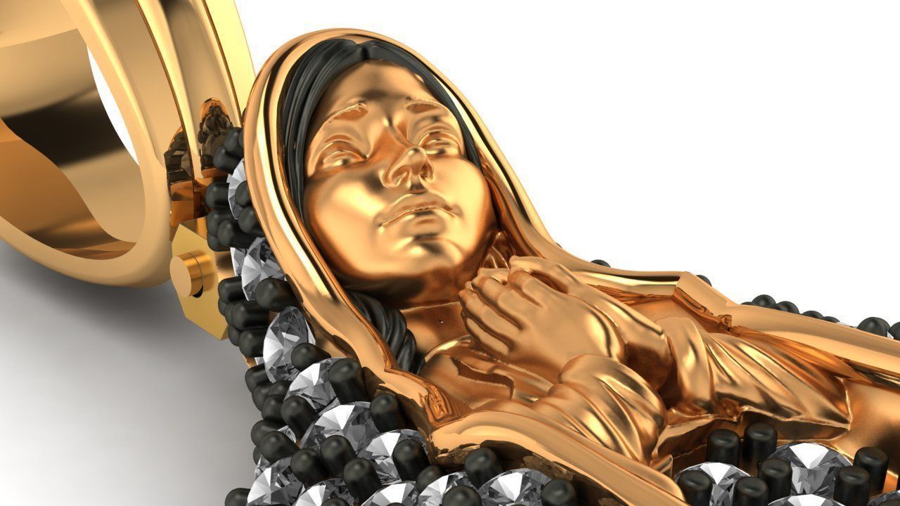 virgen de Guadalupe 5 gr con piedras-Our lady of guadalupe 3D model_5