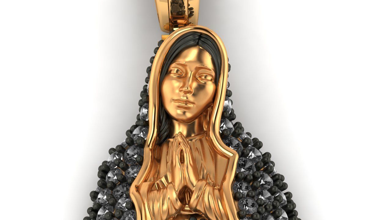 virgen de Guadalupe 5 gr con piedras-Our lady of guadalupe 3D model_6