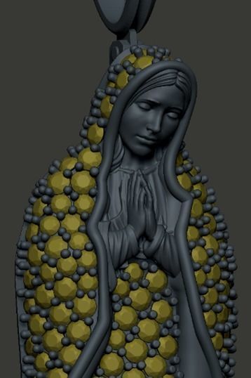 virgen de Guadalupe 5 gr con piedras-Our lady of guadalupe 3D model_12