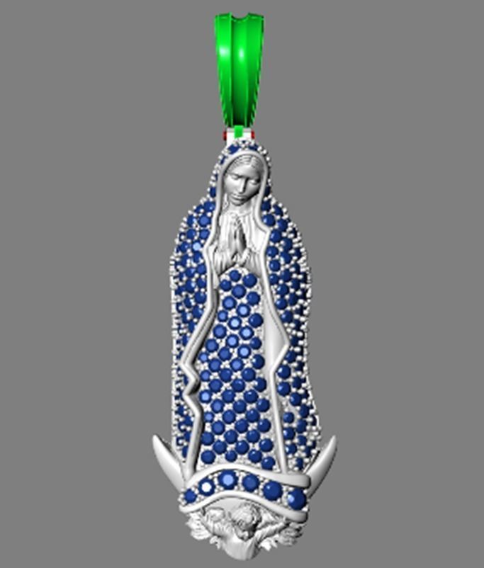 virgen de Guadalupe 5 gr con piedras-Our lady of guadalupe 3D model_13