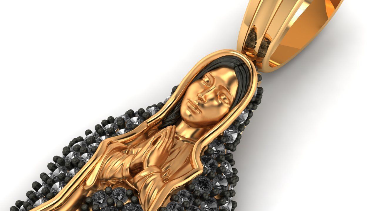 virgen de Guadalupe 5 gr con piedras-Our lady of guadalupe 3D model_3