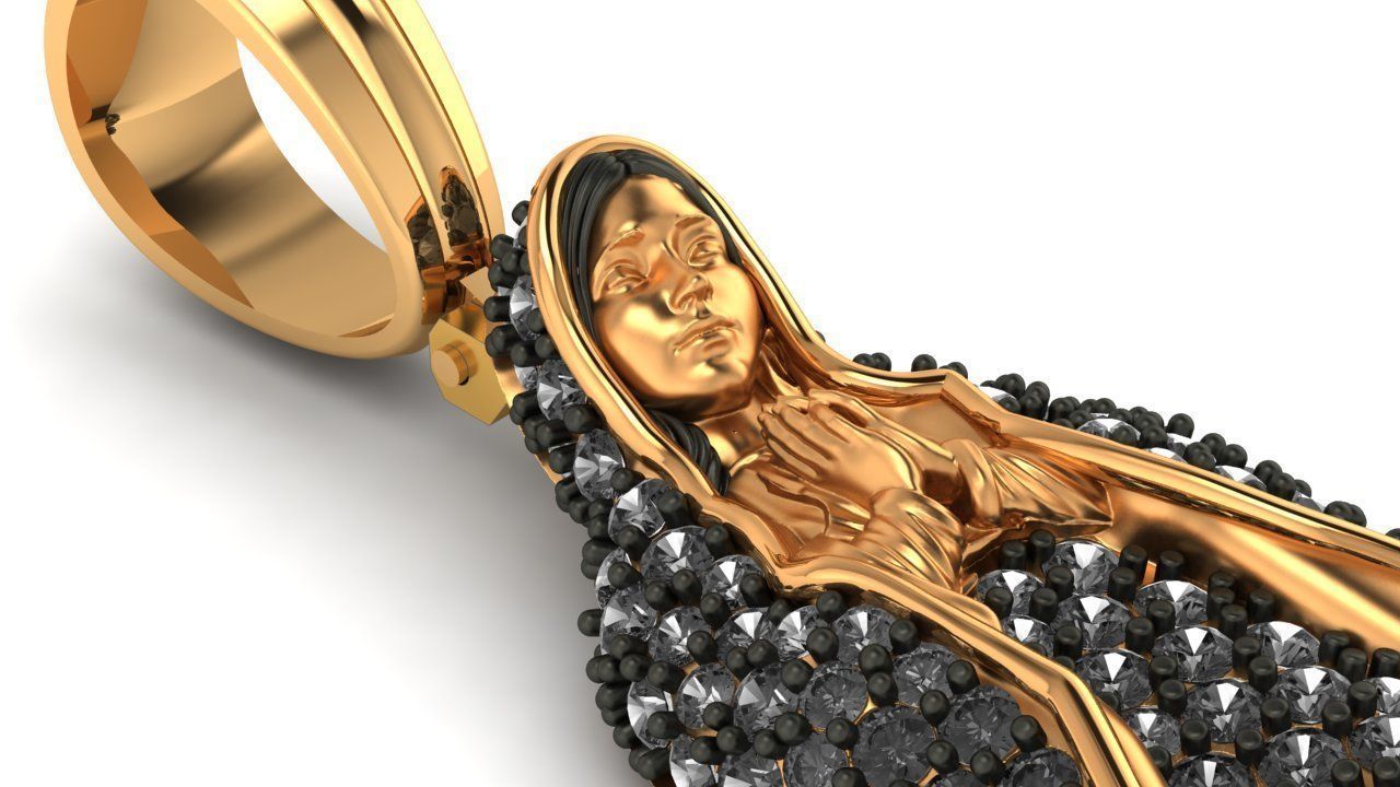 virgen de Guadalupe 5 gr con piedras-Our lady of guadalupe 3D model_4