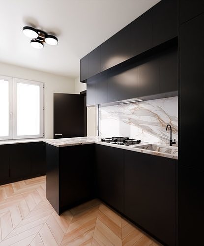 Full interior apartment  3D model 5