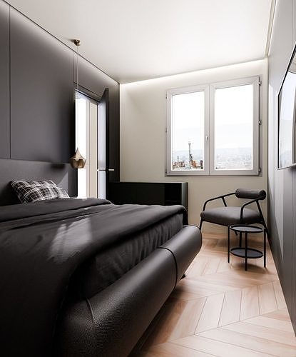 Full interior apartment  3D model 7