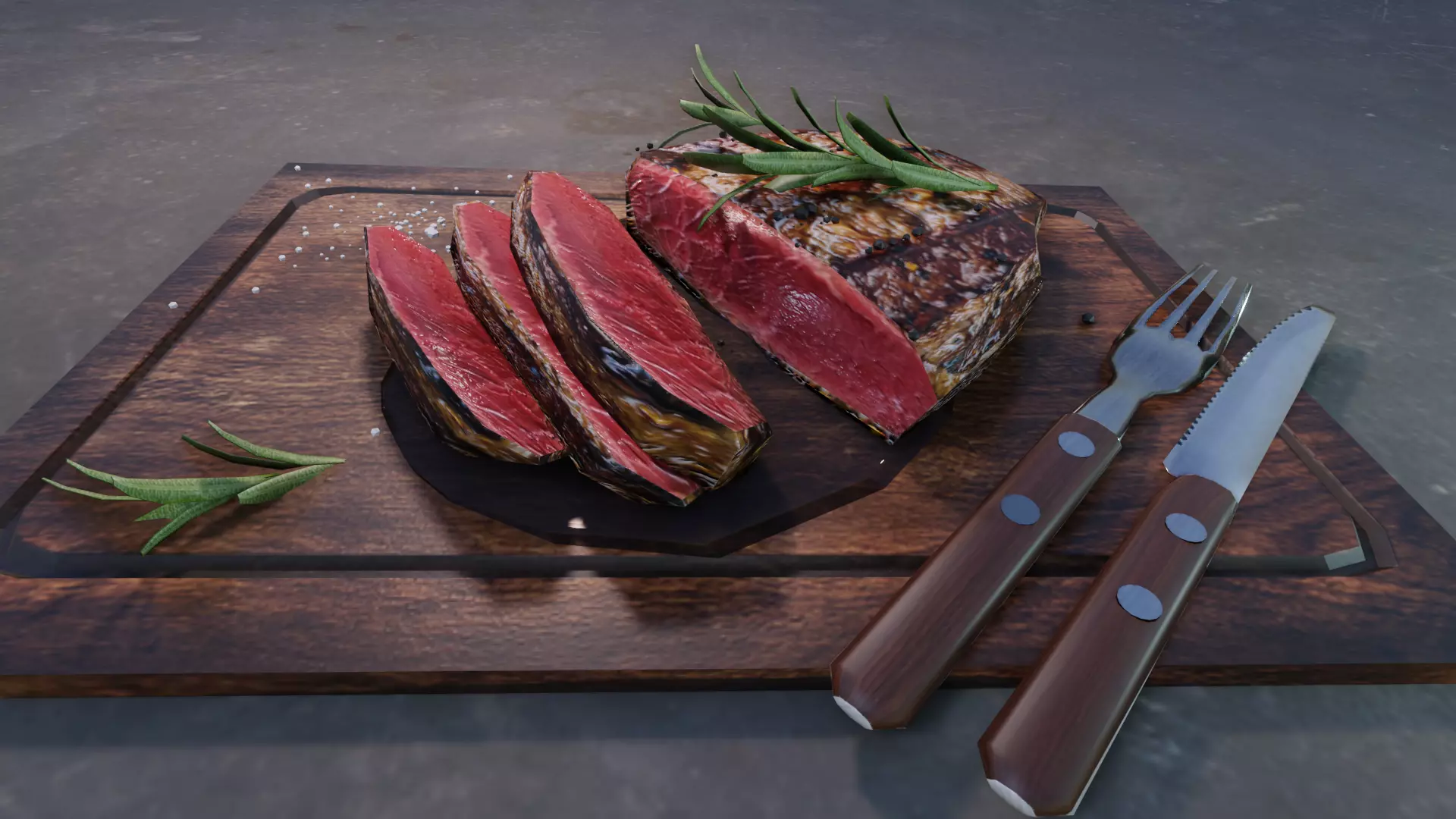 Rare Steak Low-poly 3D model