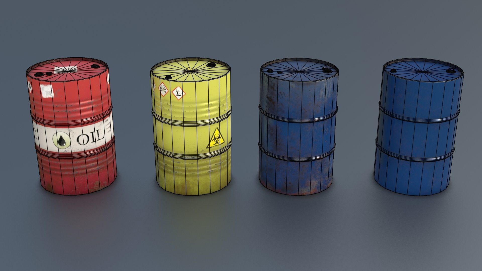 Boxes and Barrels Low-poly 3D model_12