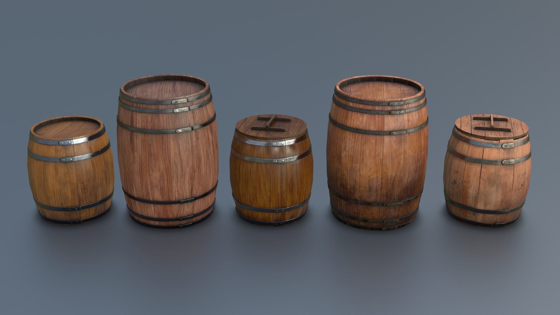 Boxes and Barrels Low-poly 3D model_4