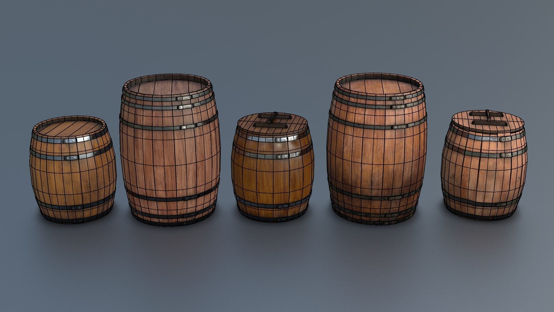 Boxes and Barrels Low-poly 3D model_11