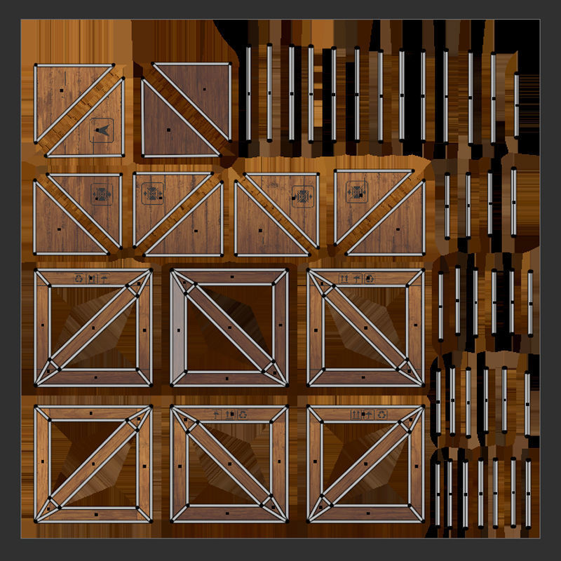 Boxes and Barrels Low-poly 3D model_16