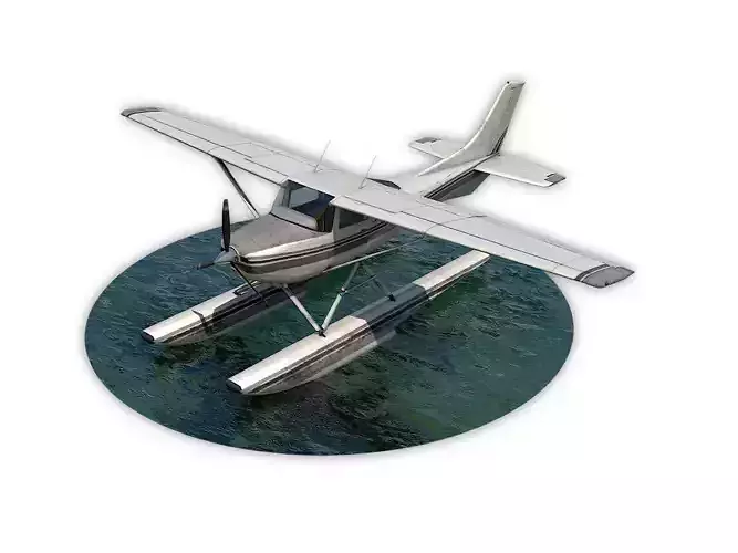 Cessna 182 Skylane Seaplane Low-poly 3D model