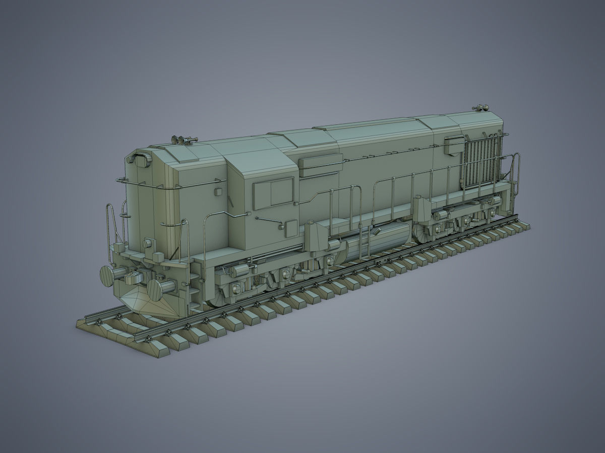 Locomotive train Low-poly 3D model_11