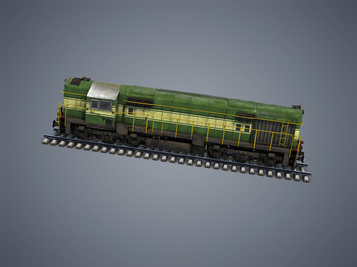 Locomotive train Low-poly 3D model_2
