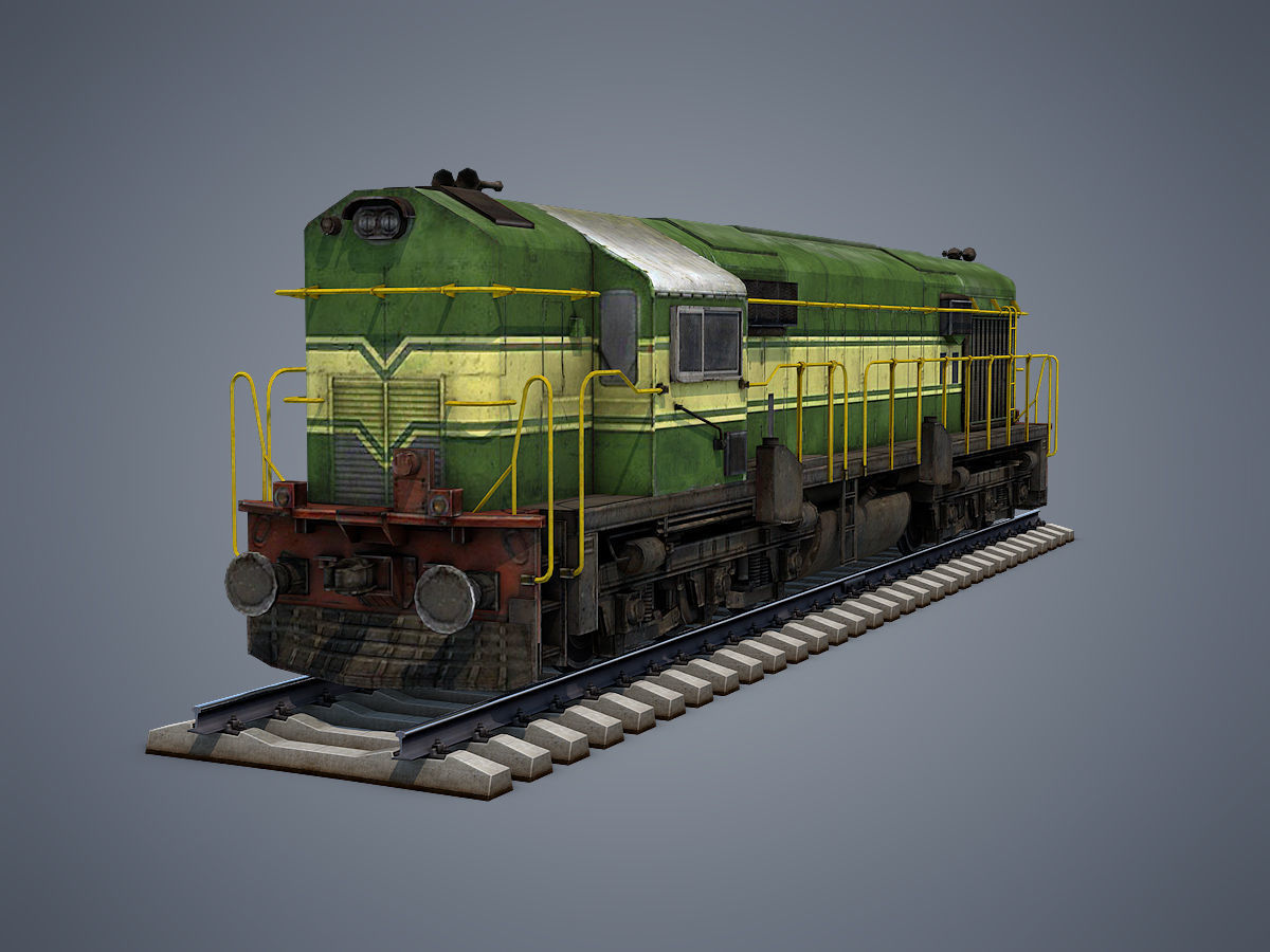 Locomotive train Low-poly 3D model_7